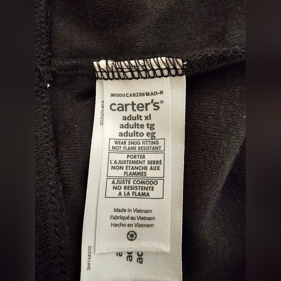 Carter's Black and White Skeleton Cotton Pants Halloween Adult Size XL NWOT - Picture 5 of 8